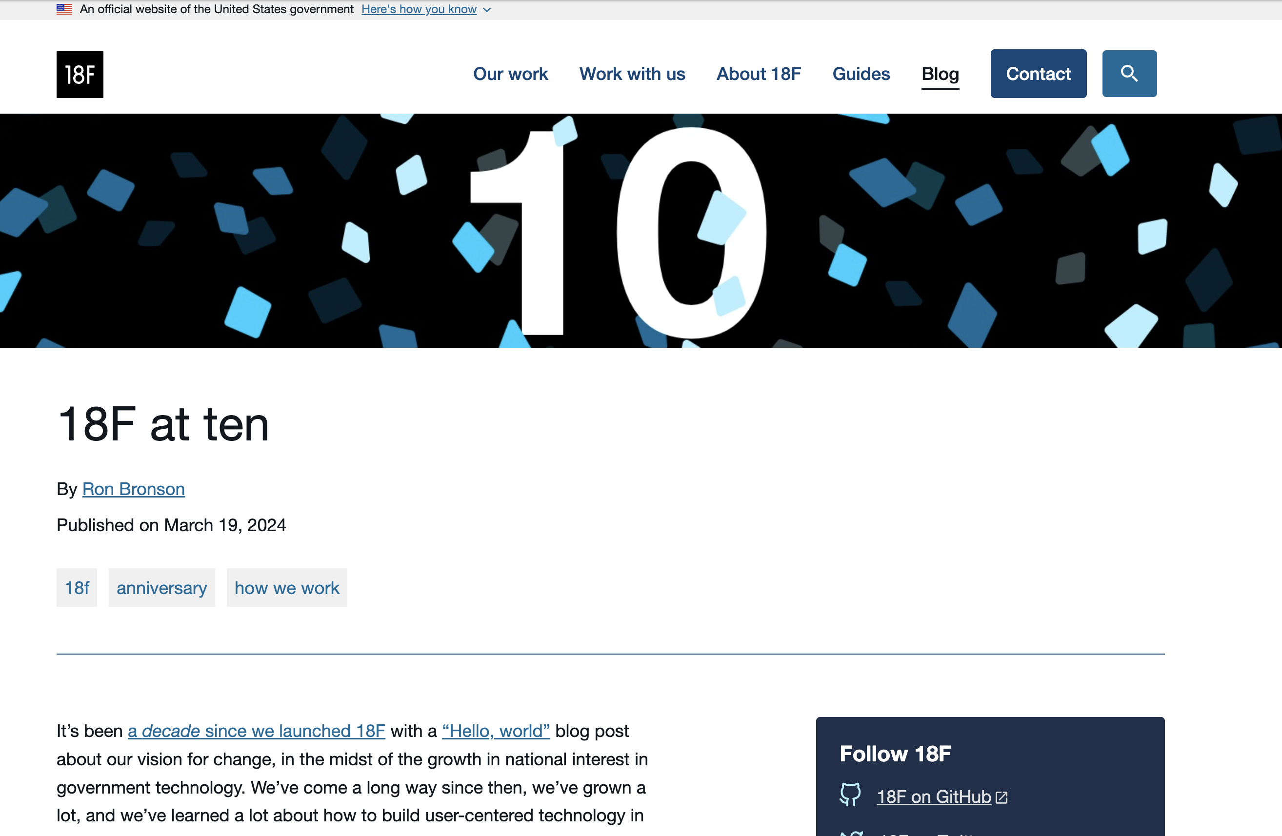 18F 10th anniversary