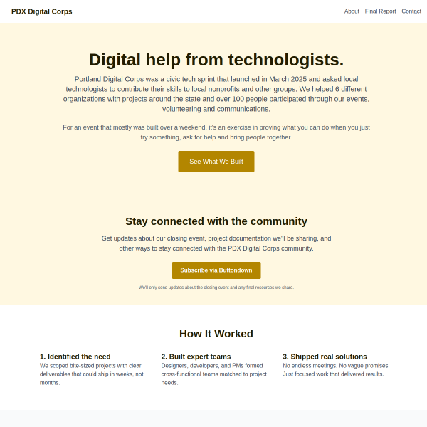 The Portland Digital Corps website